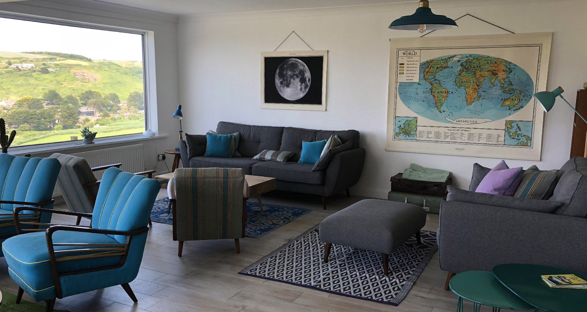 Very cool lounge area for guests of Seavista B&B in Cornwall