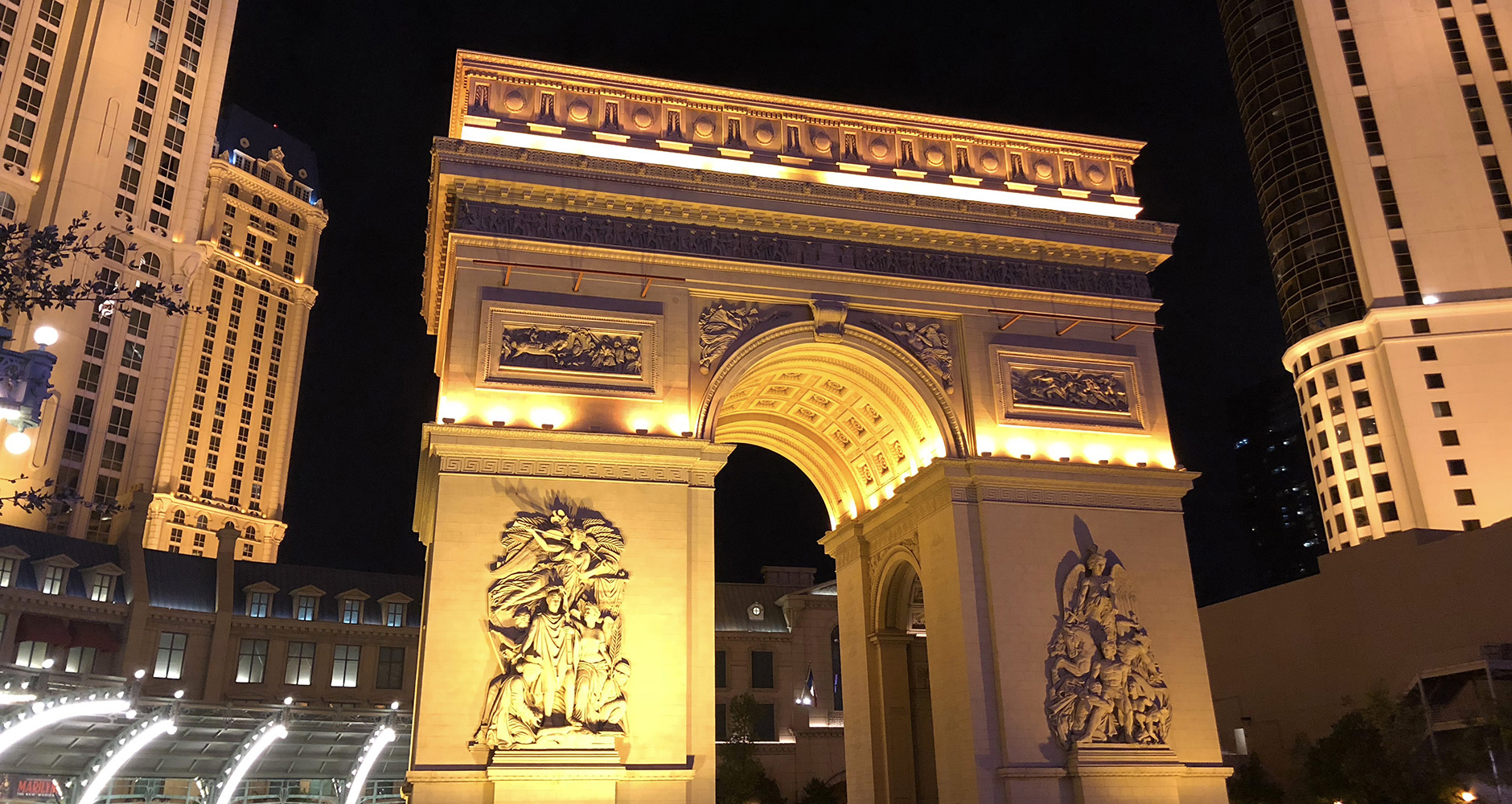 Highly convincing Arc De Triomphe replica at Paris Las Vegas