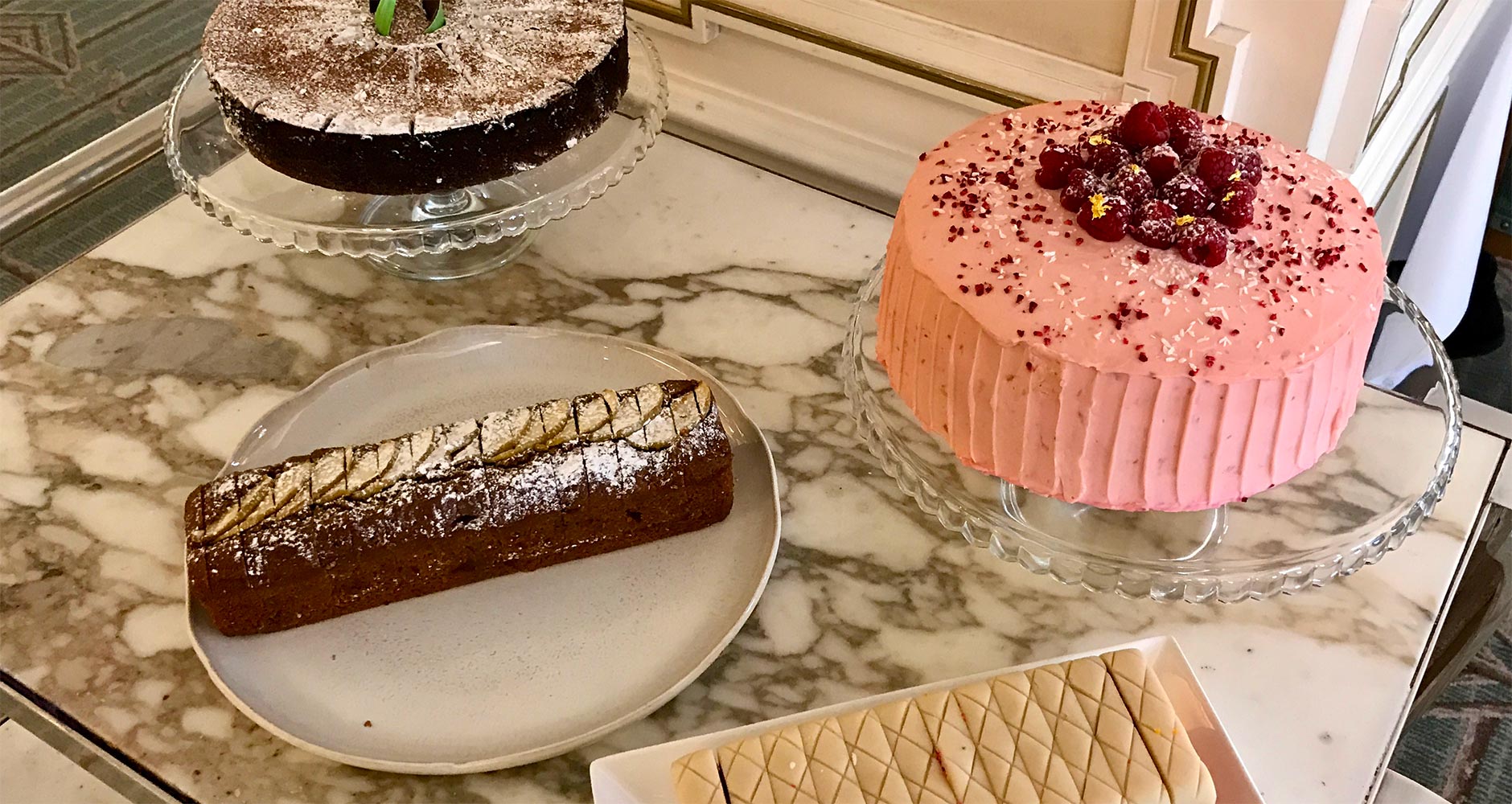 Delicious cakes from Fortnum & Mason’s renowned afternoon tea in London