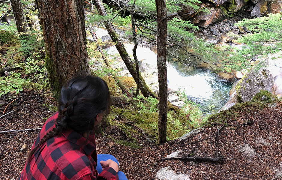 Me looking at Rainbow Falls in Whistler - British Columbia, Canada
